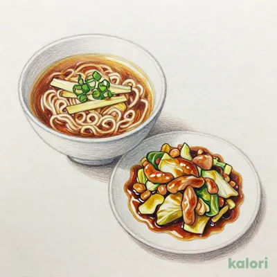 豚肉ときゃべつのホイコーローとらーめんのセット（しょうゆ）