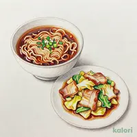 豚肉ときゃべつのホイコーローとらーめんのセット（旨辛しょうゆ）