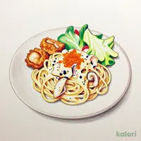 Squid and Cod Roe Cream Spaghetti Combo Plate