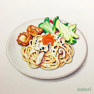 Squid and Cod Roe Cream Spaghetti Combo Plate