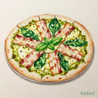 ベーコンと小松菜のバジルピッツア