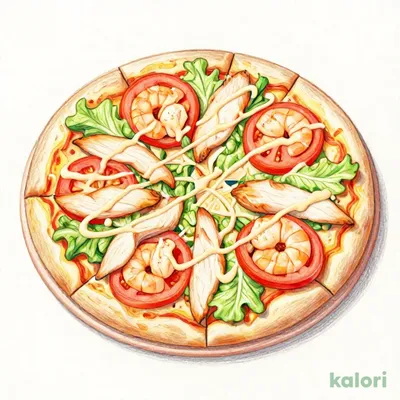 Shrimp and Steamed Chicken Salad Pizza