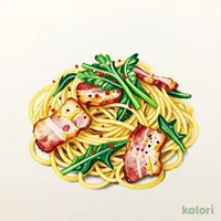 青菜とベーコンのペペロンチーノ