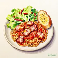 （大辛）ベーコンと唐辛子のアラビアータスパゲッティのコンビプレート
