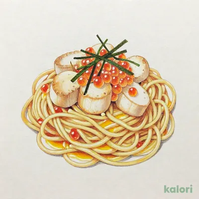 イクラとホタテ貝柱 スパゲッティ（塩味）