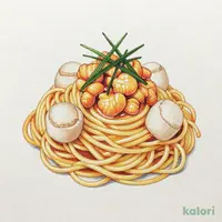 ウニとホタテ貝柱 スパゲッティ（塩味）