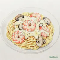 エビときのこ スパゲッティ