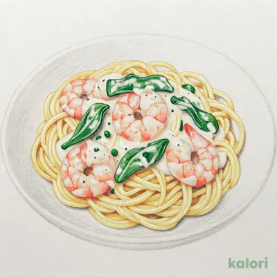 エビとほうれん草 スパゲッティ（クリームソース味）
