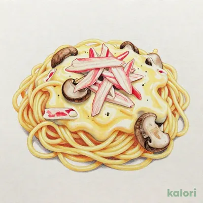 カニときのこ スパゲッティ