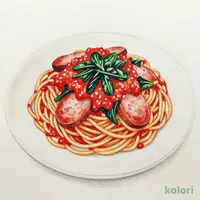 ソーセージとほうれん草 スパゲッティ（トマトソース味）
