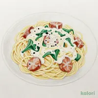 ソーセージとほうれん草 スパゲッティ（ホワイトソース味）