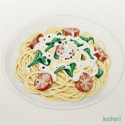 ソーセージとほうれん草 スパゲッティ（ホワイトソース味）