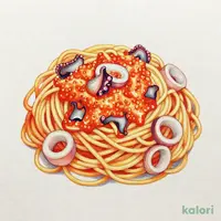 タコとイカ スパゲッティ