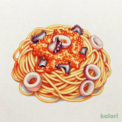 タコとイカ スパゲッティ
