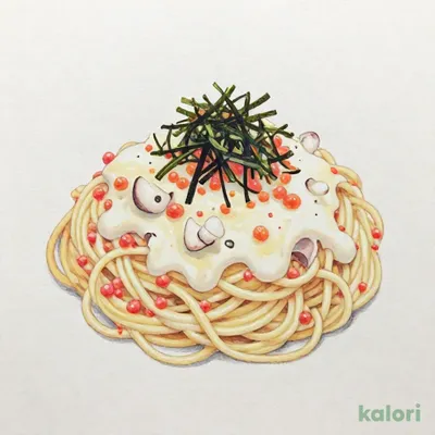 タラコとイカ スパゲッティ（ホワイトソース味）