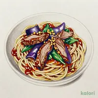 ナス・ビーフ・ほうれん草（味噌ソース味）