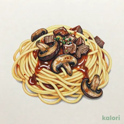 ビーフときのこ スパゲッティ（ガーリック味）