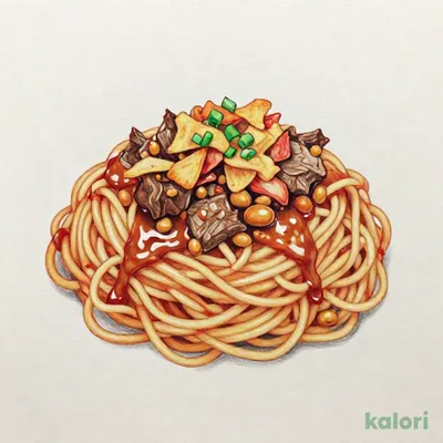 ビーフ・キムチ・納豆 スパゲッティ（オリジナル味）