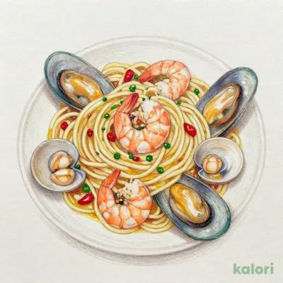 ブイヤベース風 スパゲッティ（ペペロンチーノ味）