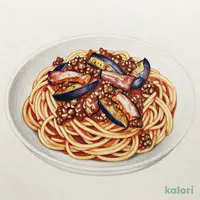 ベーコンとナス スパゲッティ（ミートソース味）