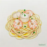 ホタテ貝柱とエビ スパゲッティ（塩味）
