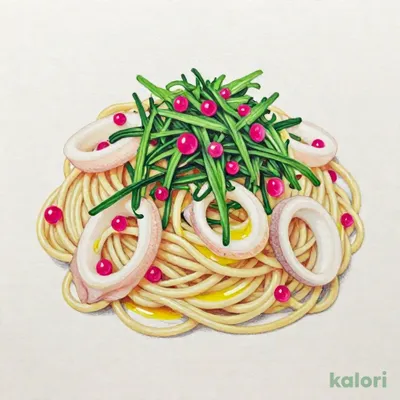 梅しそとイカ スパゲッティ（塩味）