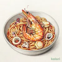 特大皇帝エビの海賊スパゲッティ