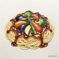 野菜たっぷり欧風焼きハヤシスパゲッティ