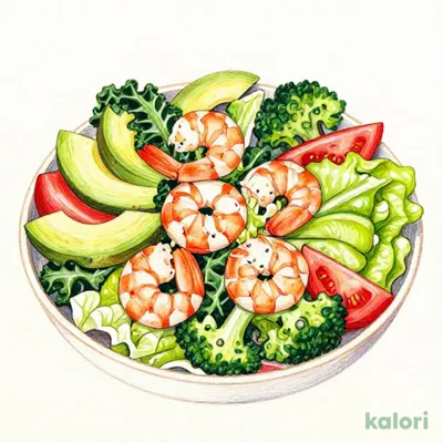 Shrimp and Avocado Salad with Colorful Vegetables (L)