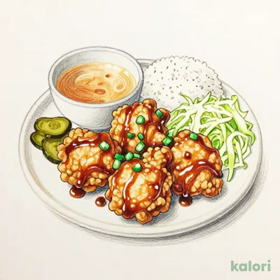 甘とろから揚げ定食　4個