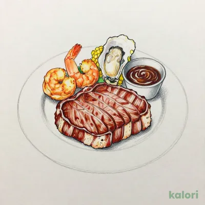 赤身ビーフステーキ　約100g＆海老フライ＆カキフライ