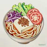 豆富と肉味噌のサラダうどん　麺1.5倍