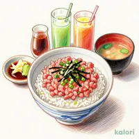 ねぎとろ丼(味噌汁・漬物付き)＆ドリンクバーセット