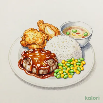 （火）日替わりランチ(ハンバーグデミグラスソース＆若鶏の唐揚げ)