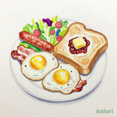 目玉焼き＆ベーコンソーセージセット