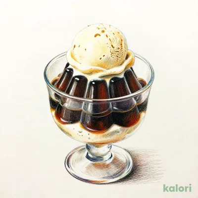 コーヒーゼリー (バニラアイスのせ)