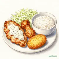 チキン南蛮と竜田揚げとコロッケの満腹定食1,492