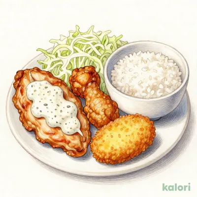 チキン南蛮と竜田揚げとコロッケの満腹定食1,492