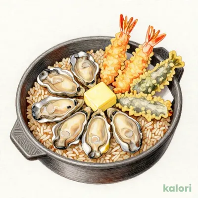 広島県産牡蠣の味噌バター釜めし天ぷら7種盛りセット