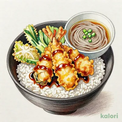 広島県産牡蠣の季節天丼 小そばセット（冷）1,021