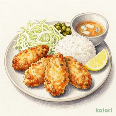 広島県産牡蠣フライ定食（牡蠣フライ５個）1,102