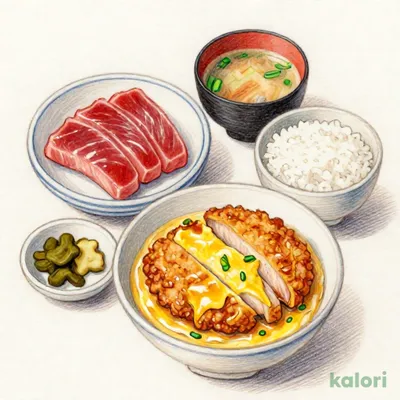 ひれかつ・竜田の味比べ卵とじと天然まぐろ刺身定食1,038