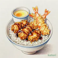 五穀味鶏と海老の天丼 茶碗蒸しセット1,054