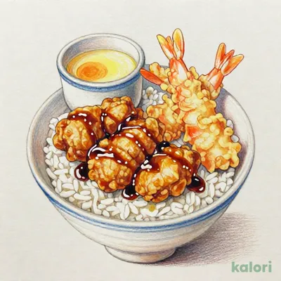 五穀味鶏と海老の天丼 茶碗蒸しセット1,054