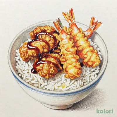 五穀味鶏と海老の天丼1,006
