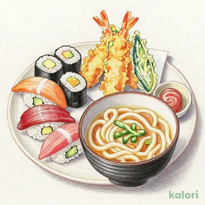 華屋寿司と天ぷら御膳（うどん温）
