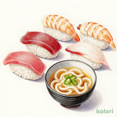 華屋特選寿司5貫＋小うどんセット（温）