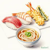 選べる３貫寿司と天ぷら御膳（定番にぎり・うどん温Ver）