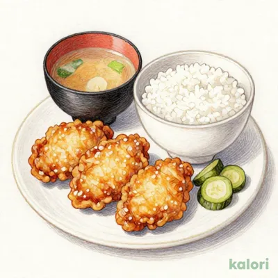 鶏の竜田揚げ（4個）釜炊きごはん朝食1,112