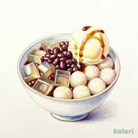 ミニ白玉クリームあんみつ（バニラアイス）